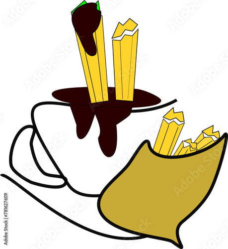 vector de churros y chocolate 