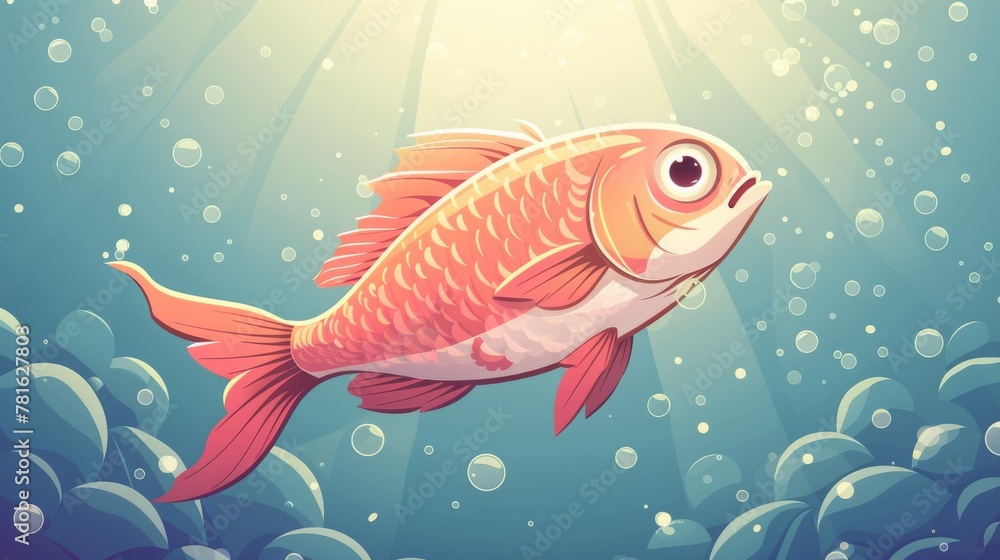 A cartoon fish in a sea of clicks, depicting targeted ad clicks in PPC, bright and clear, text space A cartoon fish in a sea of clicks, depicting targeted ad clicks in PPC, bright and clear, text space