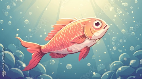 A cartoon fish in a sea of clicks, depicting targeted ad clicks in PPC, bright and clear, text space