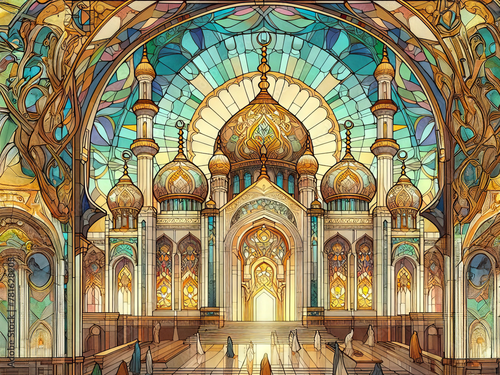 Colorful mosque illustration