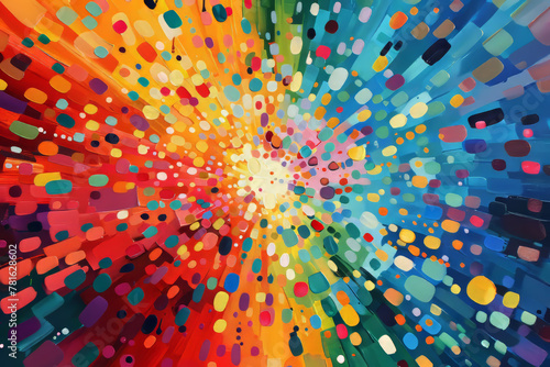 Abstract, colorful pointillism explosion. photo