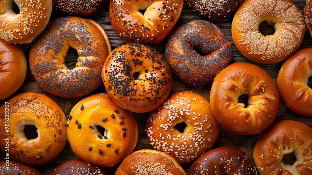 Close up of sesame seed bagels Close up of sesame seed bagels