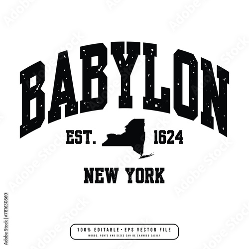 Babylon text effect vector. Editable college t-shirt design printable text effect vector photo