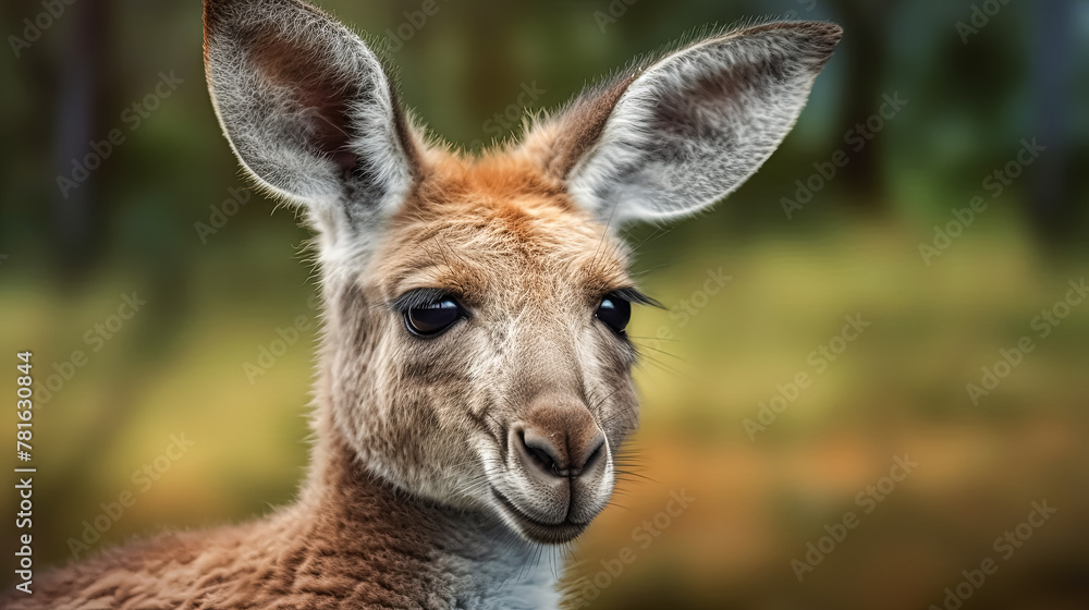 A close up of a kangaroo's face with a cloudy sky in the background. Scene is somewhat somber and contemplative A close up of a kangaroo's face with a cloudy sky in the background. Scene is somewhat somber and contemplative