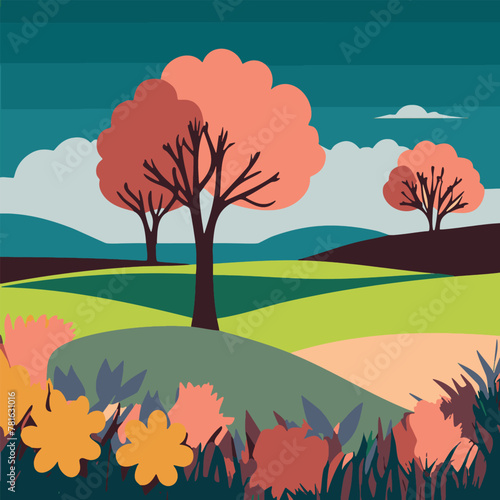 paesaggio natura campo verde con alberi