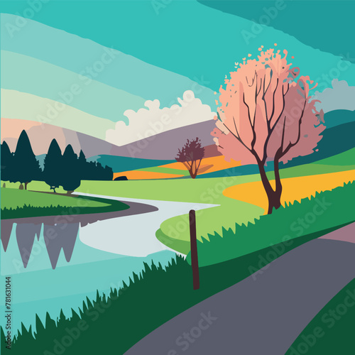 Paesaggio primaverile natura alberi