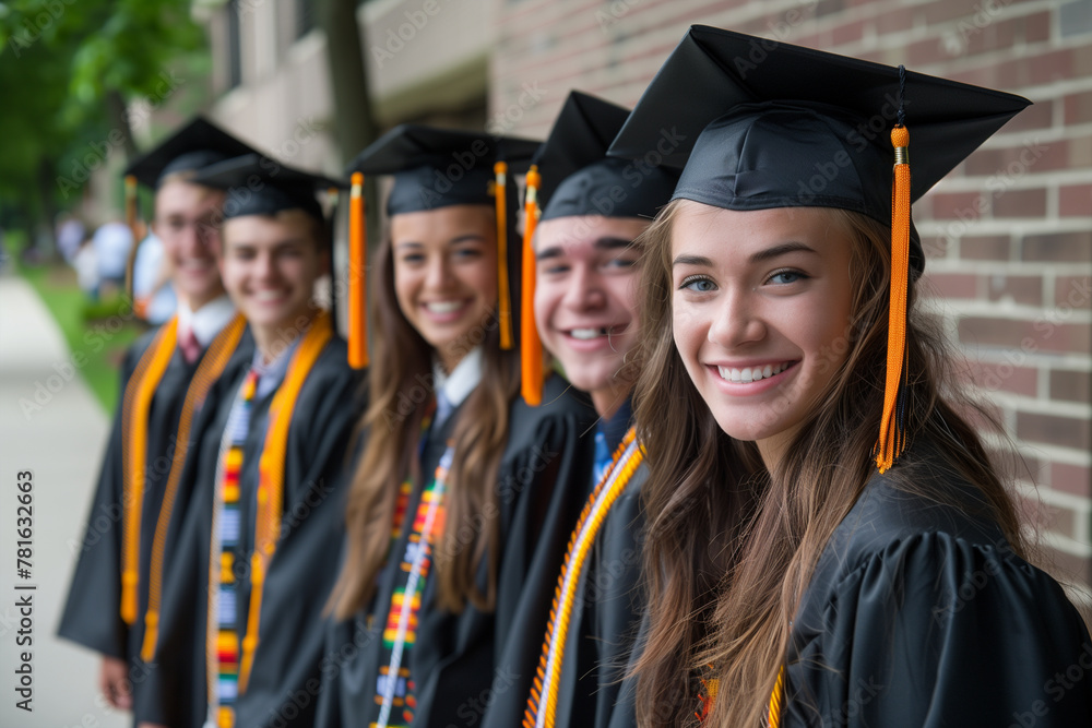Group of Young People in Graduation Gowns Group of Young People in Graduation Gowns