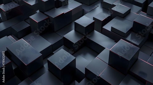 Dark background design  abstract geometric blocks  3d render