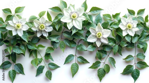 Set of passiflora (passionflower) branches isolated on white background. Beautiful flower. photo
