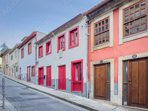 Picturesque view of old houses and streets of Vila Real town at sunny autumn morning, north of Portugal.