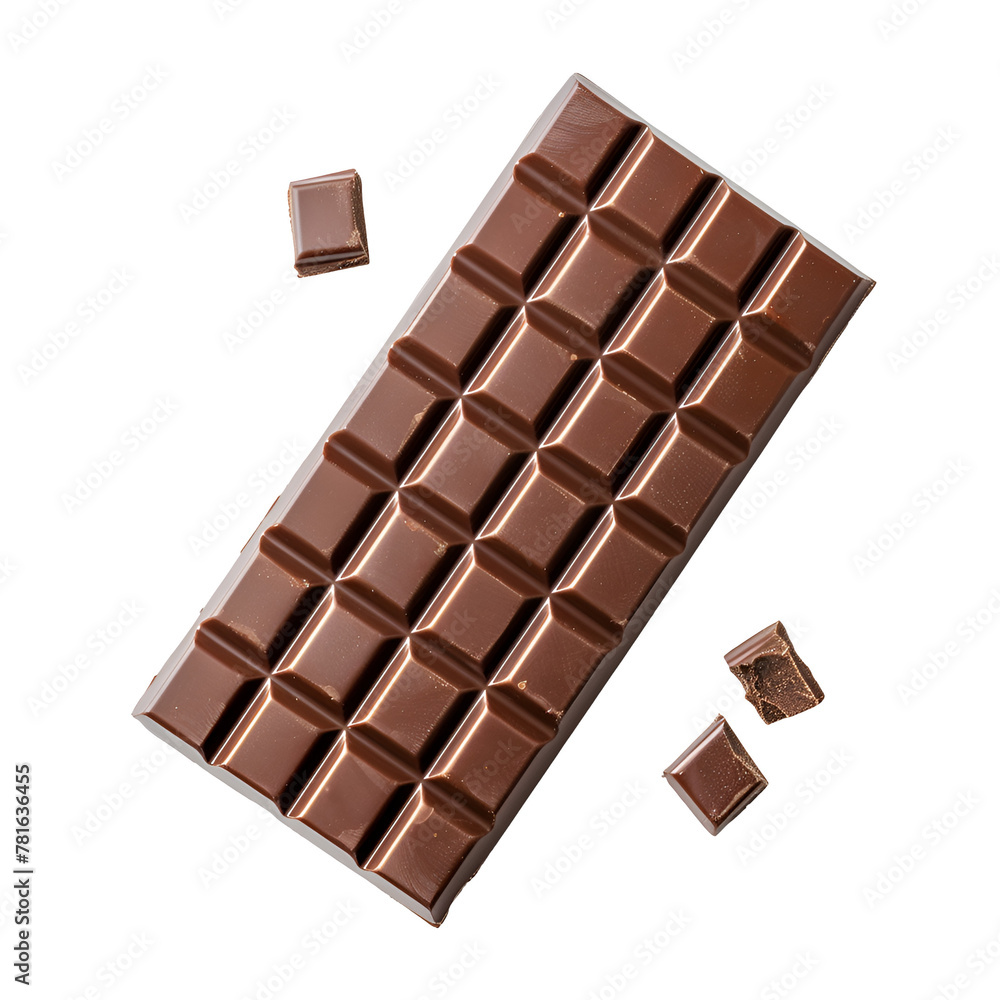 Fototapeta premium Delicious chocolate bar in an up close view, Isolated on Transparent Background, PNG
