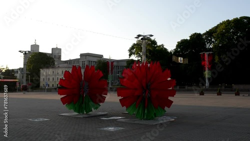 October Square in center of Minsk, Belarus photo