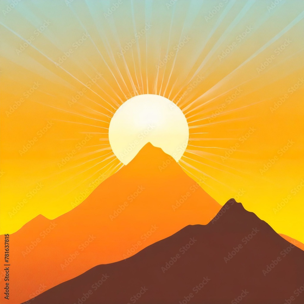 Fototapeta premium Background, sunrise, sun, halo, mountains, crisp and clear, gradation