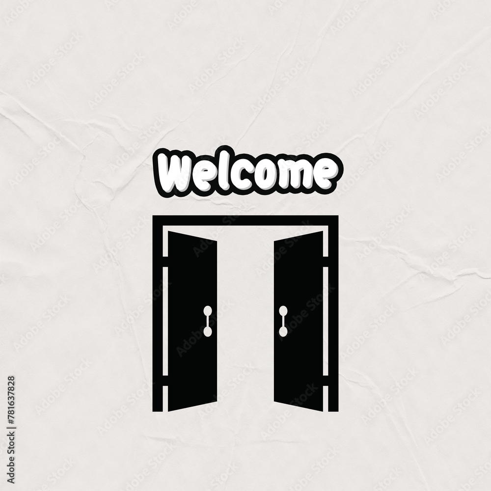 Elegant Welcome Text on Crumpled White Paper Background Elegant Welcome Text on Crumpled White Paper Background