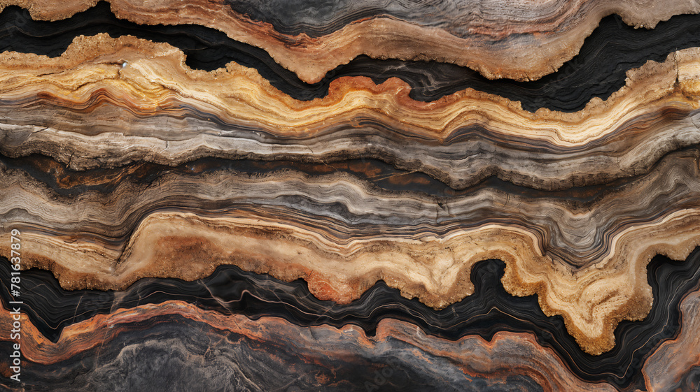Layered rock strata background texture with a high level of detail and variations in color and striation. Layered rock strata background texture with a high level of detail and variations in color and striation.