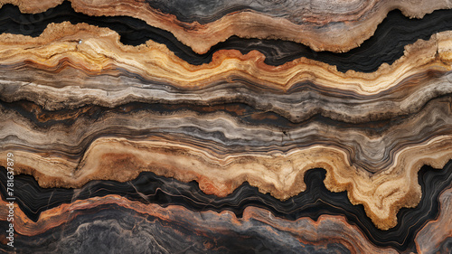 Layered rock strata background texture with a high level of detail and variations in color and striation.