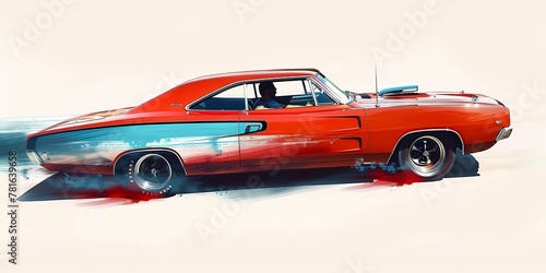 muscle car illustration  motors  roadtrips  ai image of cars