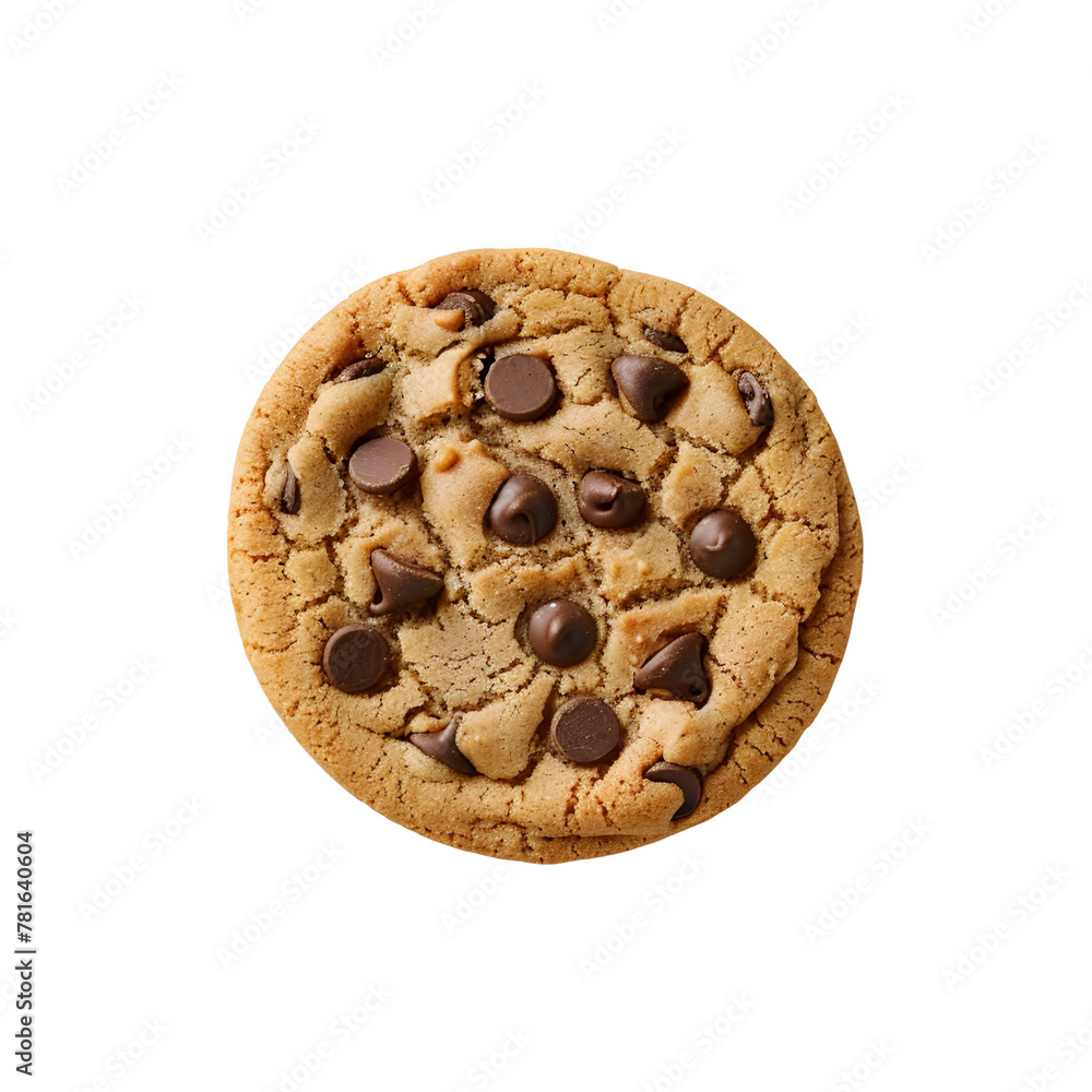 Chocolate chip cookie viewed from the top and close up, Isolated on Transparent Background, PNG Chocolate chip cookie viewed from the top and close up, Isolated on Transparent Background, PNG