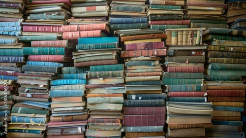 Person standing in front of stack of books