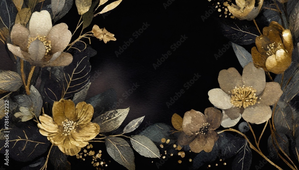 elegant gold watercolor flowers floral frame pictures ai generated art ...
