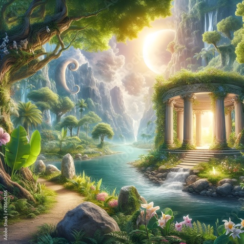 Garden of Eden or Garden of God, the Terrestrial Paradise. GenesisHD AND 3D PIC beautiful nature seen © HaniRaza
