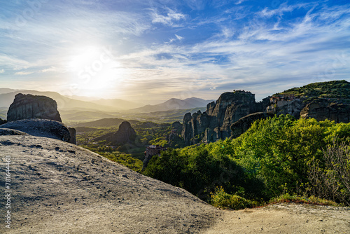 The Meteora is a rock formation in northwestern Greece, hosting one of the largest and most precipitously built complexes of Eastern Orthodox monasteries, second in importance only to Mount Athos. photo