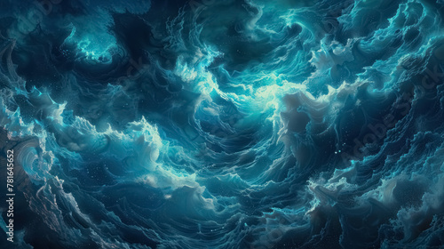 mystical cosmic cloudscape, swirling blue and teal nebula with stars, digital art fantasy background