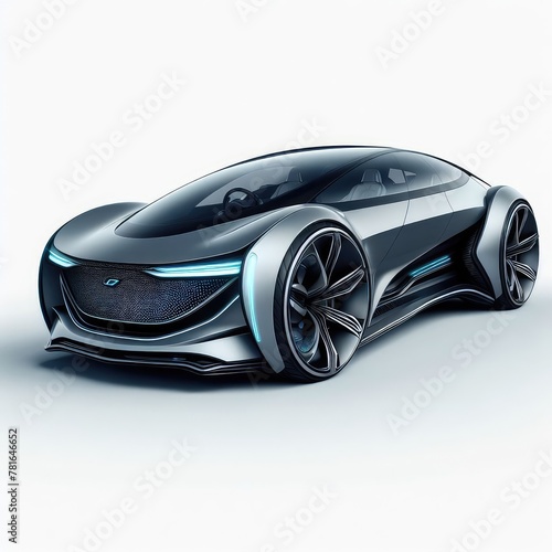 Futuristic electric car with ai technology isolated on a white background © Mo Stock