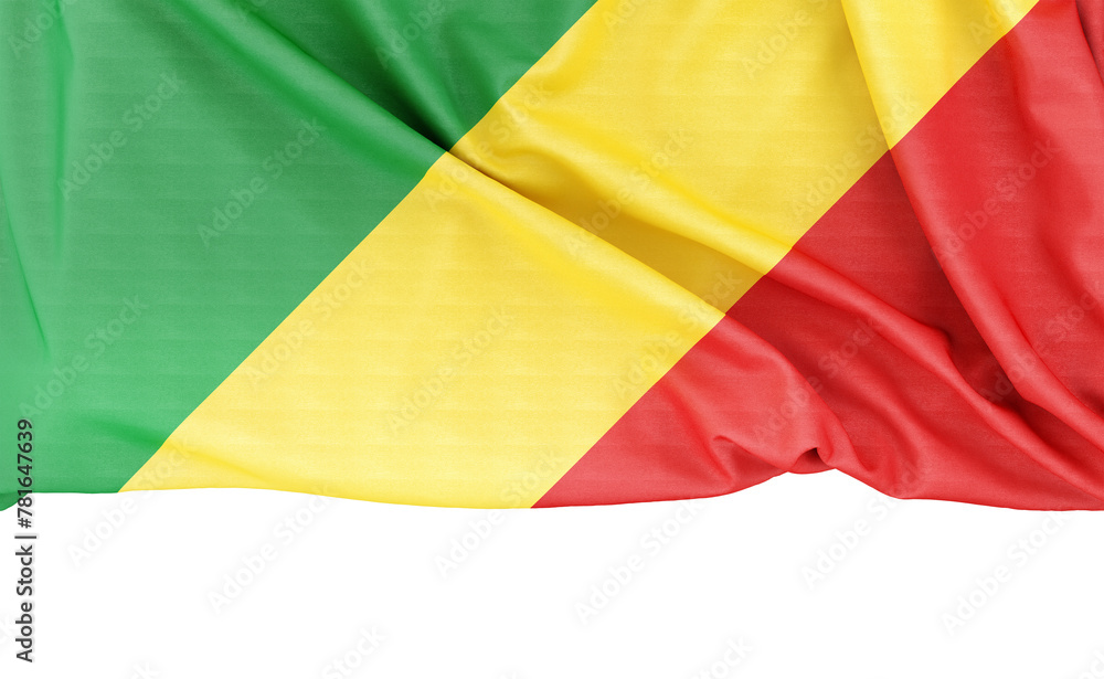 Flag of the Republic of Congo isolated on white background with copy ...
