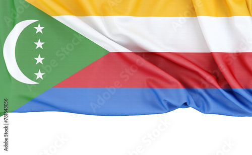 Free Download Flag of Comoros isolated on white background with copy space below. 3D rendering - GFXLoad
