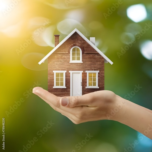 Hand holding house real estate and property model