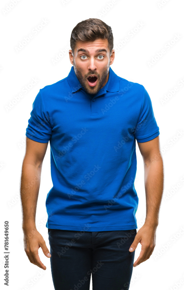 Young handsome man over isolated background afraid and shocked with surprise expression, fear and excited face. Young handsome man over isolated background afraid and shocked with surprise expression, fear and excited face.