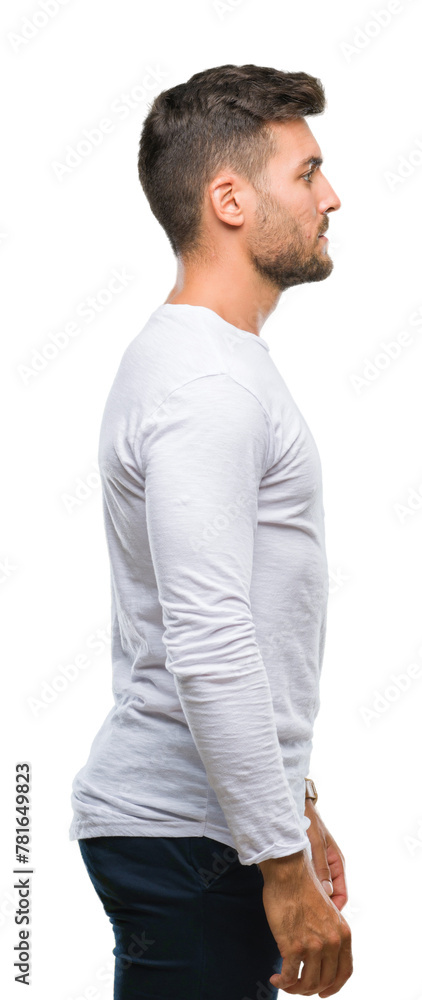 Young handsome man over isolated background looking to side, relax profile pose with natural face with confident smile. Young handsome man over isolated background looking to side, relax profile pose with natural face with confident smile.