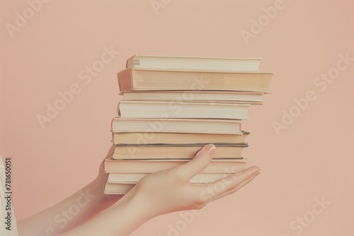 Intellectual Endeavors: Woman Holds Books, Reflecting Education, Science, Knowledge, and the Joys of Reading