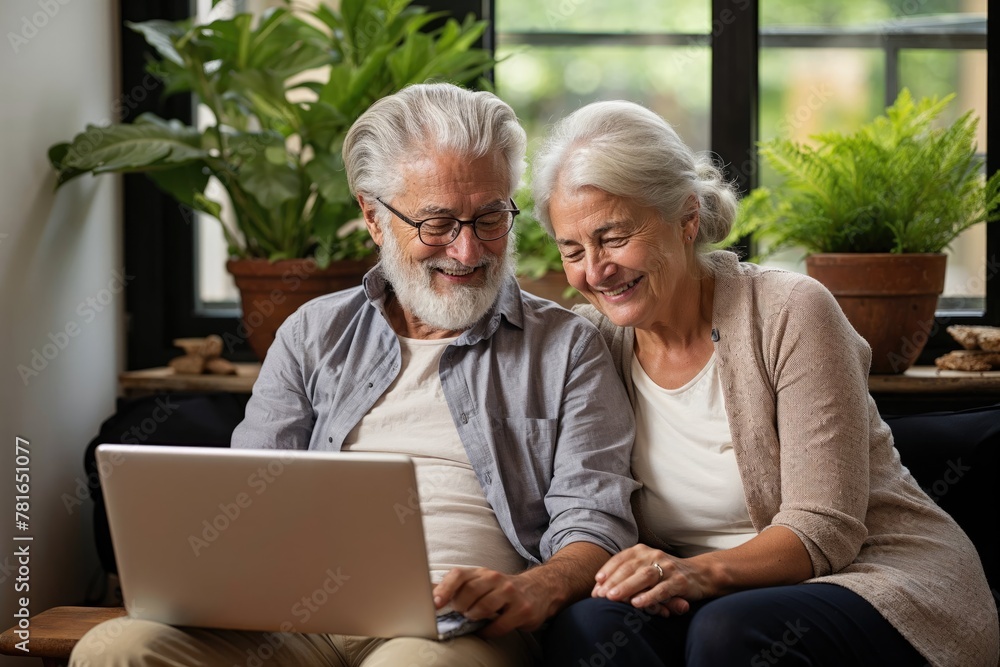 Senior Couple Enjoying Time Together with a Laptop Senior Couple Enjoying Time Together with a Laptop