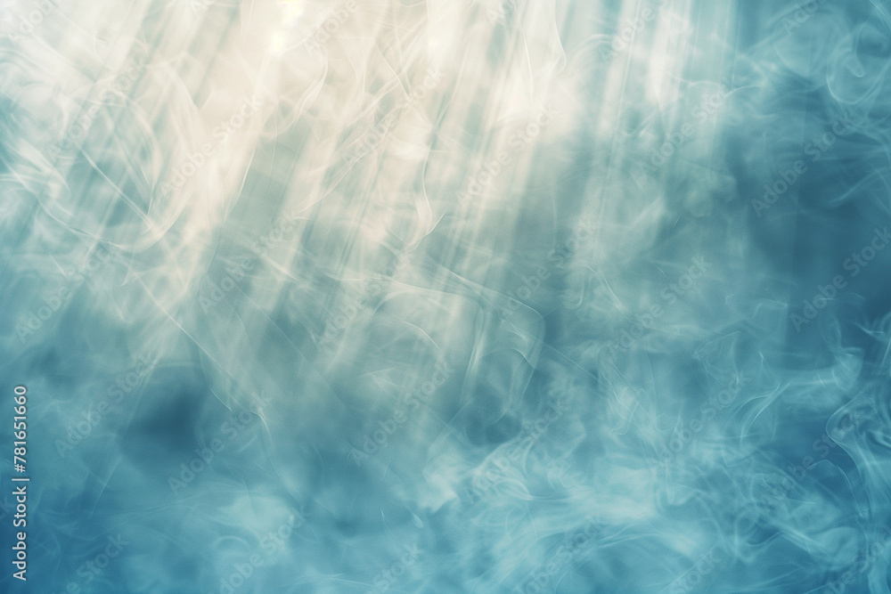 smokey white fuzzy texture on blue, light streaming through