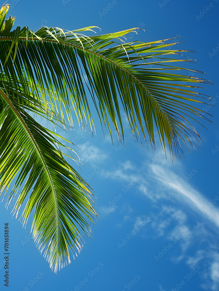 Tropical Palm Trees Against a Clear Blue Sky Tropical Palm Trees Against a Clear Blue Sky