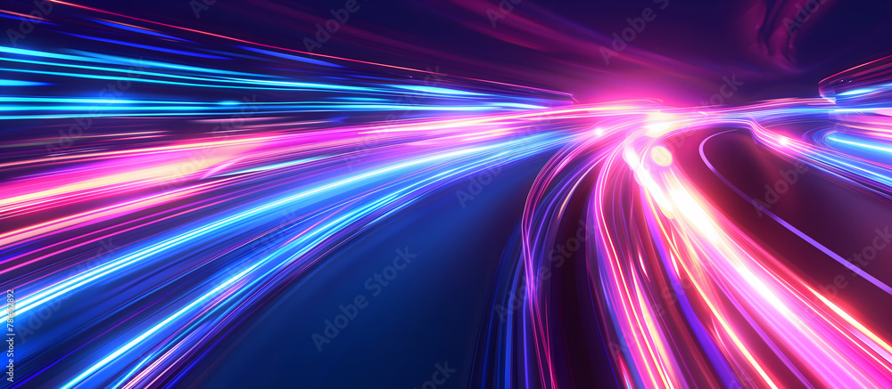Abstract background with colorful light streaks on black , Digital lines in the style of a futuristic fast moving style Abstract background with colorful light streaks on black , Digital lines in the style of a futuristic fast moving style