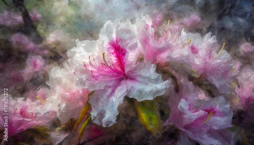 beautiful soft watercolor of azalea blossom pink and white flower desktop background wallpaper generative ai