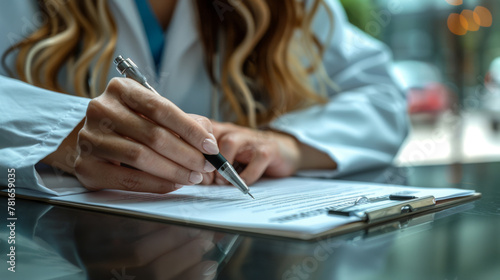 Wallpaper Mural Close-up view of female doctor hands filling patient registration form. Healthcare and medical concept. Torontodigital.ca