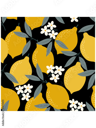 Lemon pattern. Vector seamess texture.