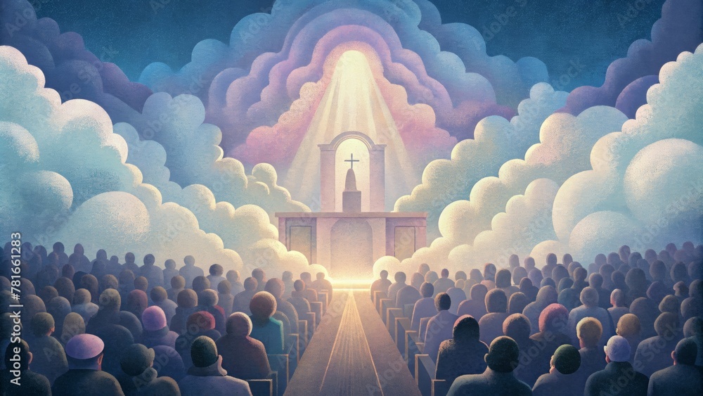 Fototapeta premium During our churchs worship service a thick cloud suddenly descended upon the sanctuary. It was so tangible you could almost touch it. As we