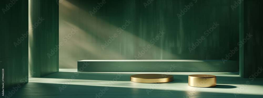 Golden Orbs Floating, Serene Green Space Golden Orbs Floating, Serene Green Space