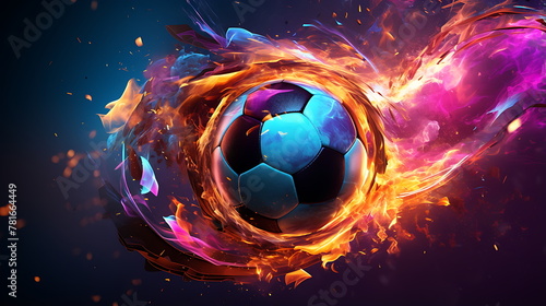 an orange soccer ball on fire, generative ai photo