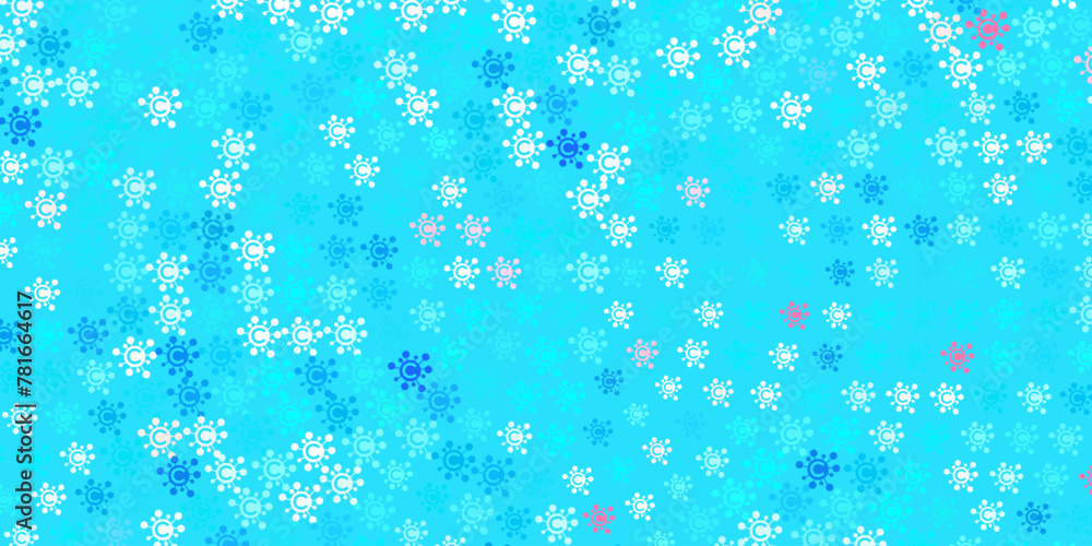 Light Blue, Red vector backdrop with virus symbols. Light Blue, Red vector backdrop with virus symbols.