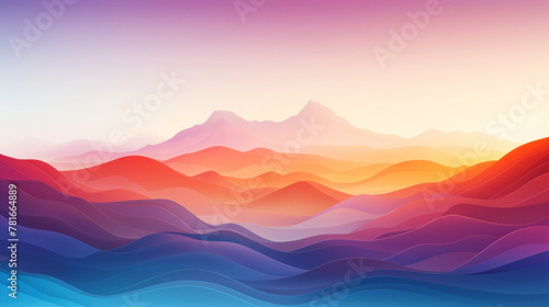 Abstract mountains consisting of slabs, gradient color. Colorful wave lines wallpaper background. Generative AI © kovalovds