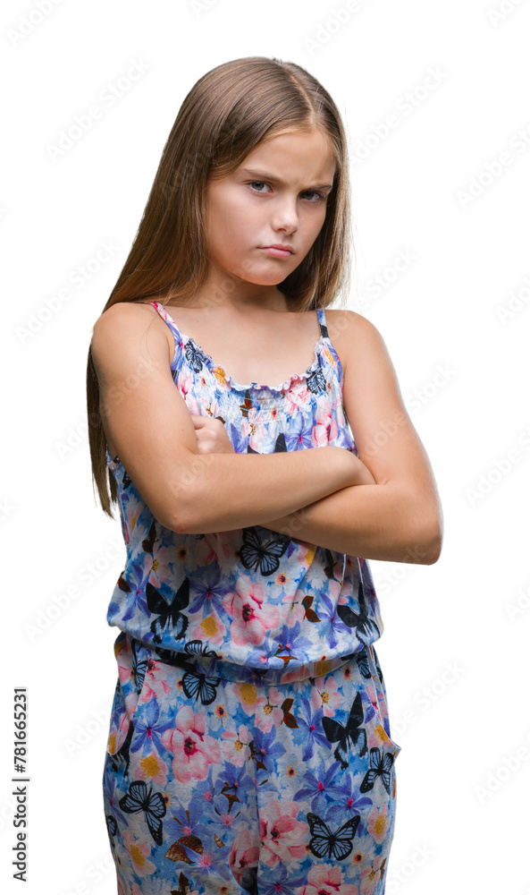 Young beautiful girl wearing colorful dress over isolated background skeptic and nervous, disapproving expression on face with crossed arms. Negative person. Young beautiful girl wearing colorful dress over isolated background skeptic and nervous, disapproving expression on face with crossed arms. Negative person.