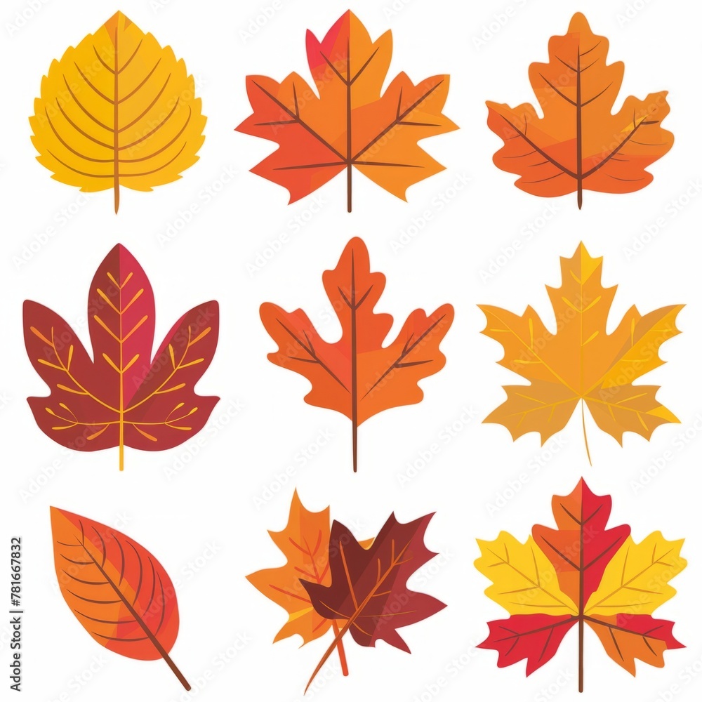  KS_A_set of autumn leaves_in_the_style_of flat design iso