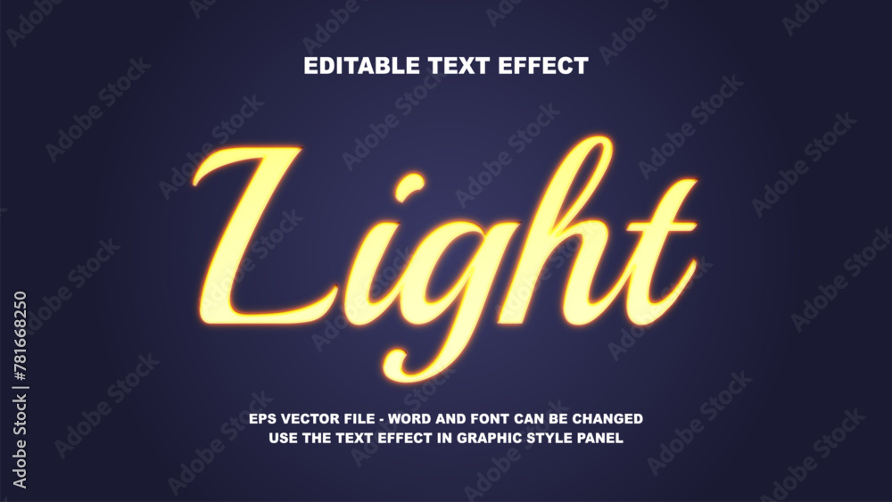 Editable Text Effect Light 3D Vector Template