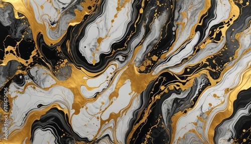 dark golden white Background marble with alcohol ink